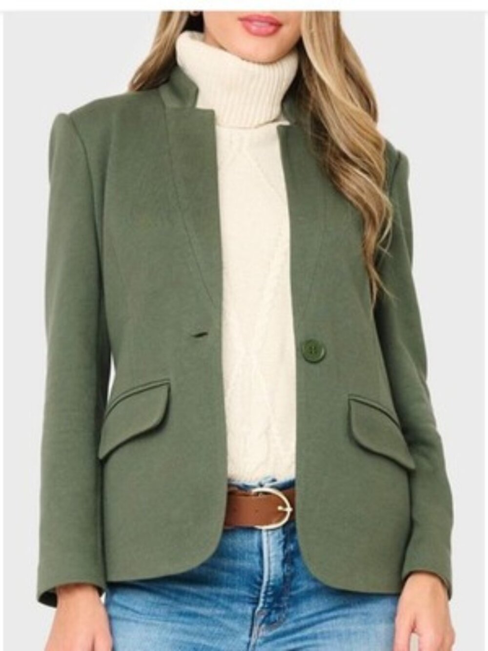 Gibson Gibsonlook Notch Label Knit Blazer Moss Green NWT XS
